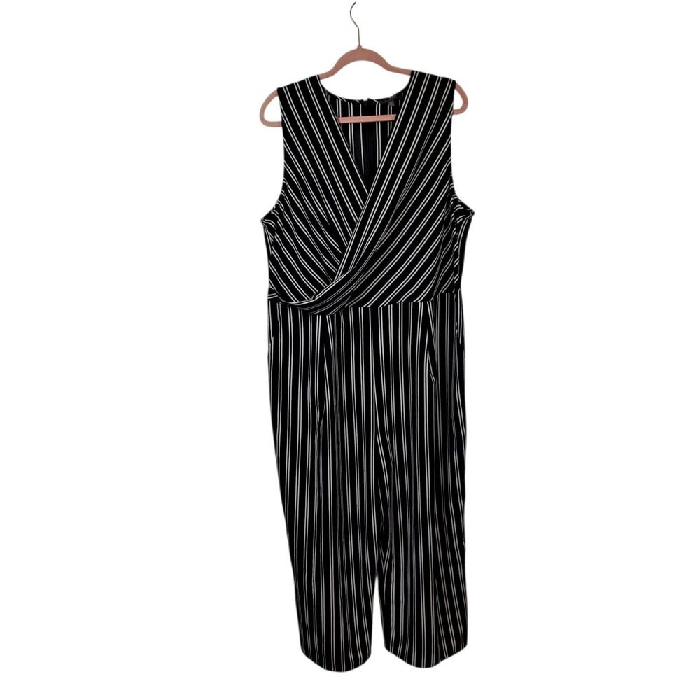Madison Curvy Women's Jumpsuit Size 2X Black White Striped